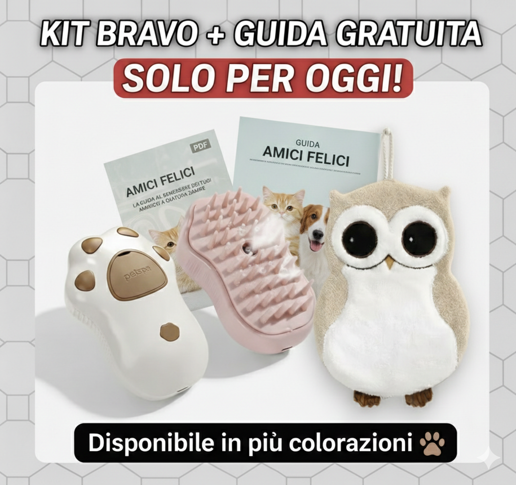 Kit Benessere Completo MondoBravo™ (Spazzola + Asciugamano + Guida).